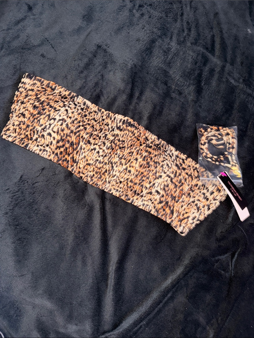 Victorias Secret Swim Leopard Print Tube Top Removable Straps Size XL Resort Sun